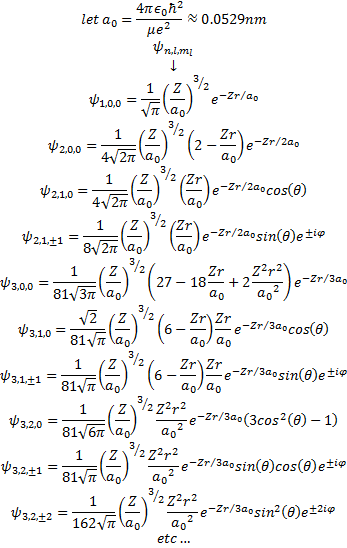 hydrogen orbital wavefunction